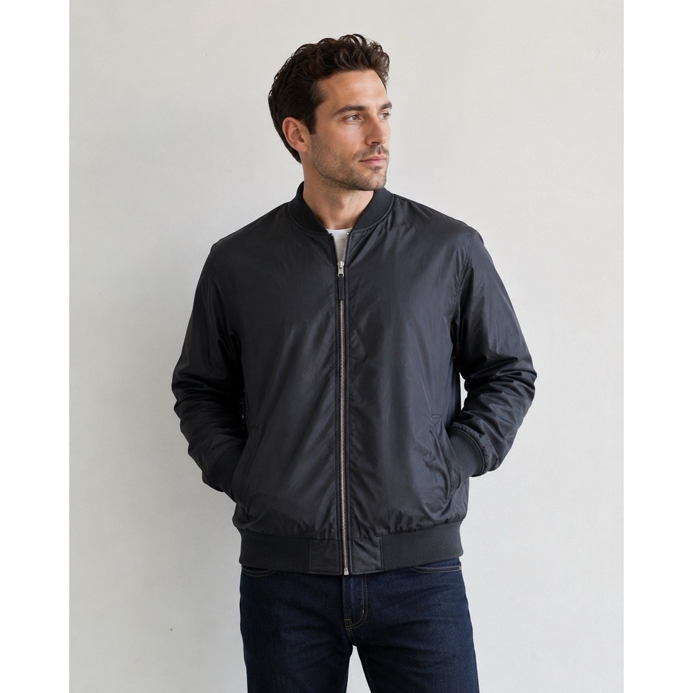 Black Bomber Jacket Mens Unbranded YKK Zip Lightweight MA-1 Style Streetwear